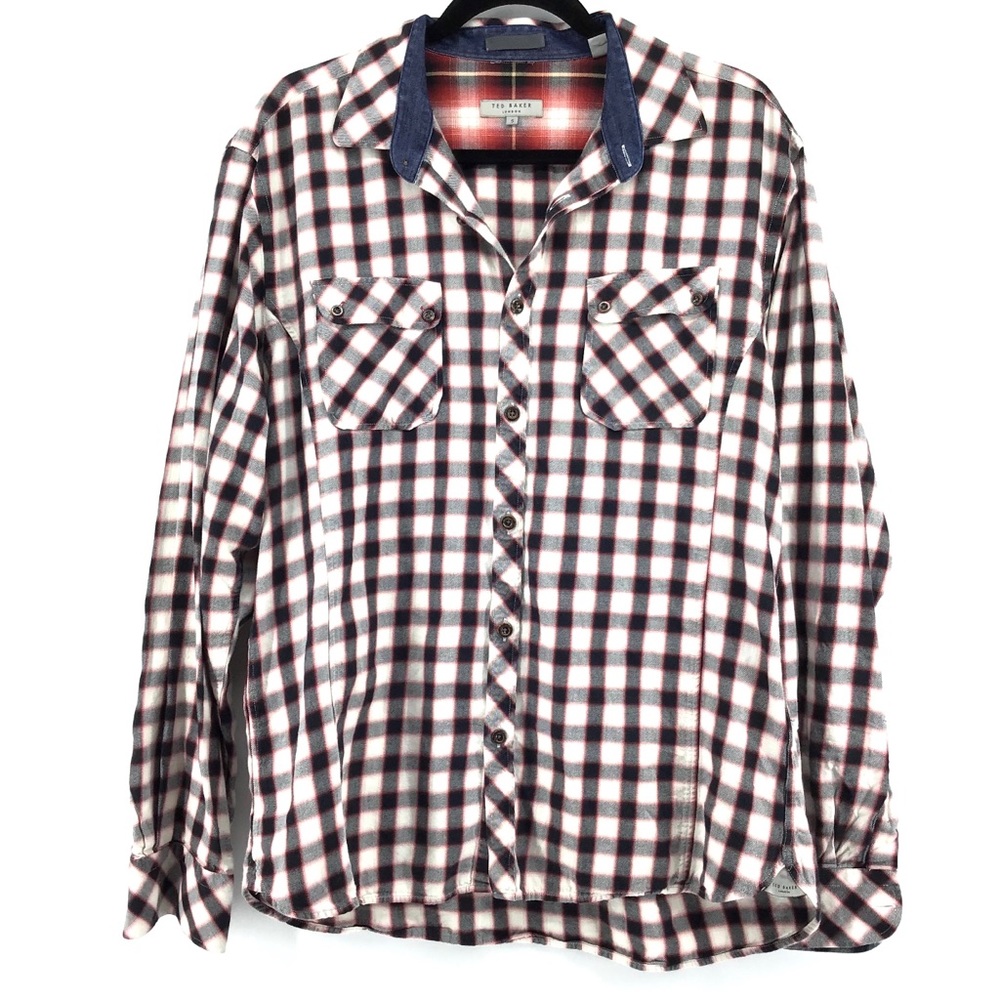 Ted Baker Plaid Button Front Shirt